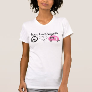 T-shirt de acampamento do amor da paz
