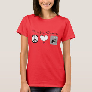 T-shirt de acampamento do amor da paz