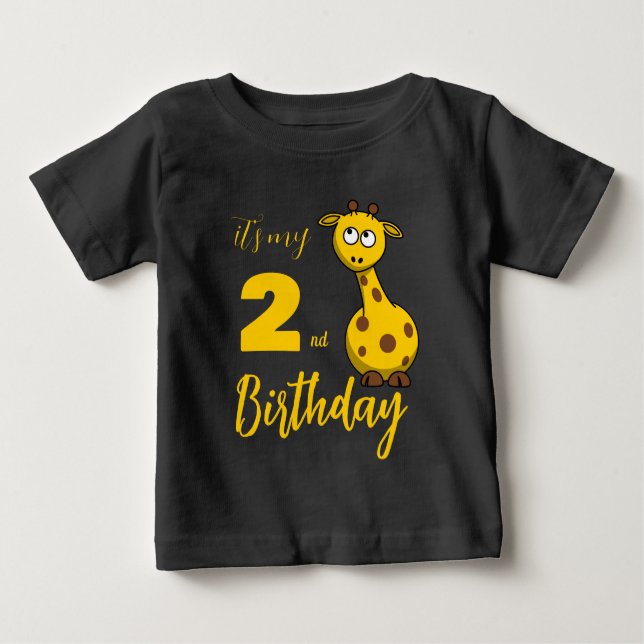 T-Shirt de Aniversário da Girafa Personalizada (Frente)