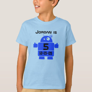 T-shirt de aniversário de 5 personalizável robô