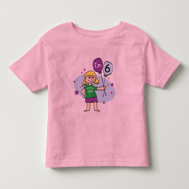 T-shirt de aniversário de 6 (Frente)