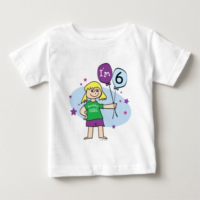 T-shirt de aniversário de 6 (Frente)