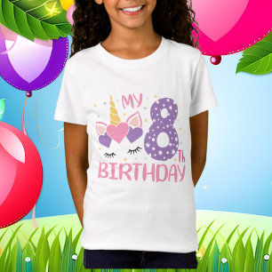 T-Shirt de aniversário de oito unicórnios de idade