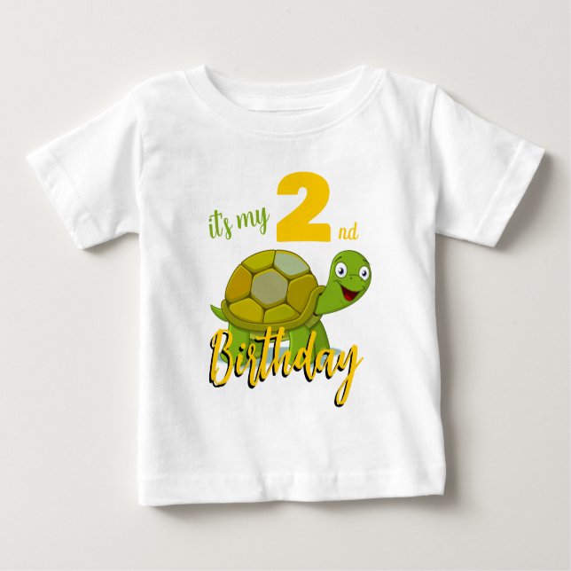 T-Shirt de Aniversário de Tartaruga Personalizada (Frente)