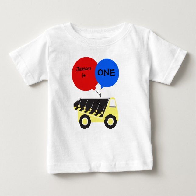 T-shirt de aniversário do caminhão de descarga per (Frente)