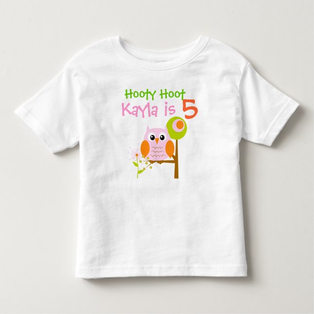 T-shirt de aniversário personalizada da Coruja Ros (Frente)