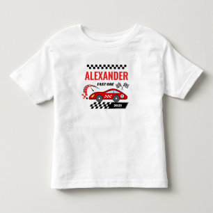 T-shirt de aniversário tema carro de corrida vinta