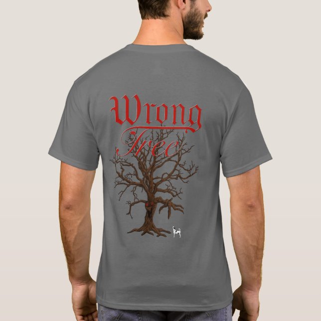T-shirt de árvore monstruosa de árvore errada (Verso)