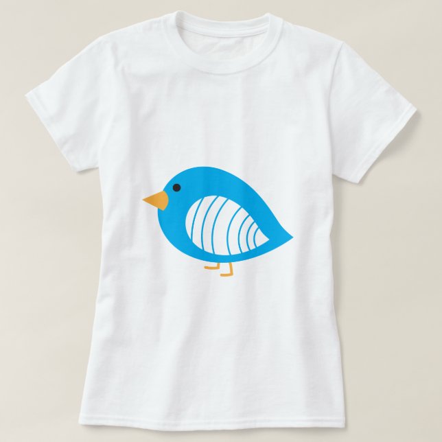 T-Shirt de aves coloridas azuis (Frente do Design)