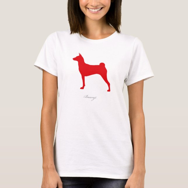 T-shirt de Basenji (silhueta vermelha) (Frente)