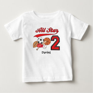 T-Shirt De Bebê De segundo aniversário Esportivo