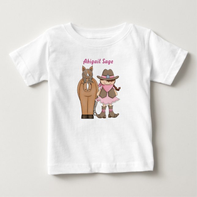 T-Shirt de Bebê e Bebê de Cavalo Personalizados (Frente)