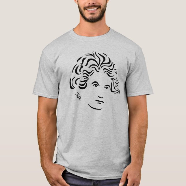 T-shirt de Beethoven (luz - cinza) (Frente)