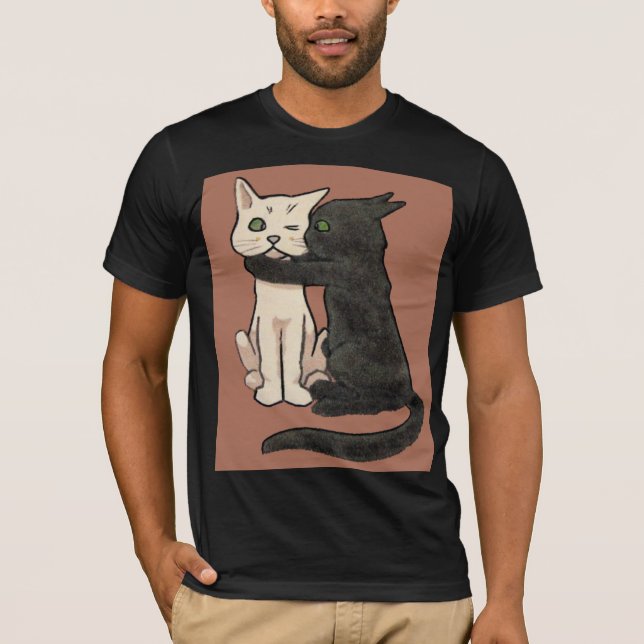 T-shirt de beijo bonito da arte do casal do gato (Frente)