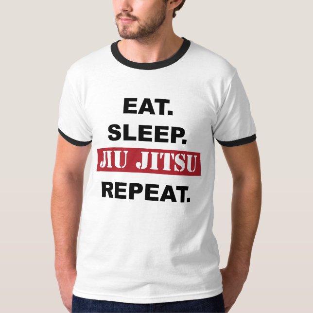 T-shirt de BJJ: Coma, durma, Jiu Jitsu, repetição (Frente)