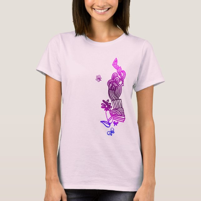 T-Shirt De Borboleta E De Portalha Da Flor (Frente)