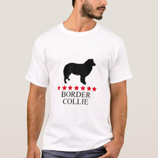T-shirt de border collie com estrelas vermelhas