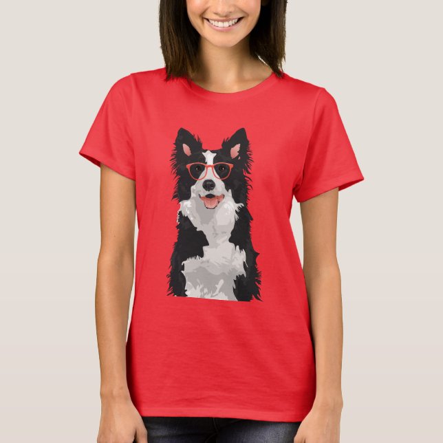T-shirt de border collie do hipster para amantes (Frente)