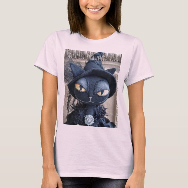 T-Shirt de Bruxa de Gato Negro (Frente)