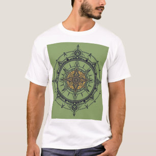 t-shirt de bússola mandala