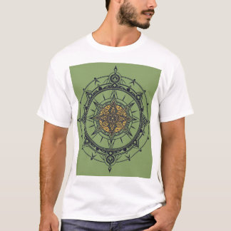 t-shirt de bússola mandala