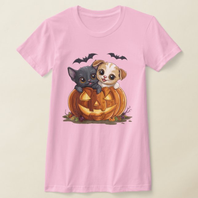 T-Shirt de Cães e Gatos de Halloween (Postura )