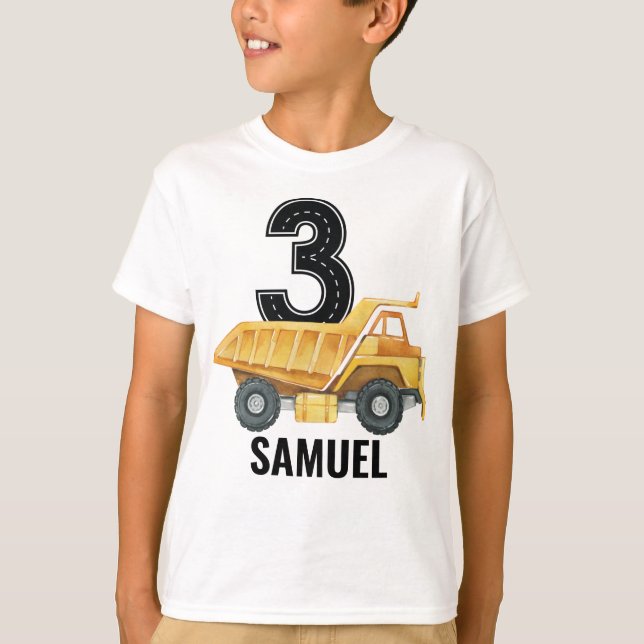 T-Shirt de Caminhão de Construção de aniversário d (Frente)