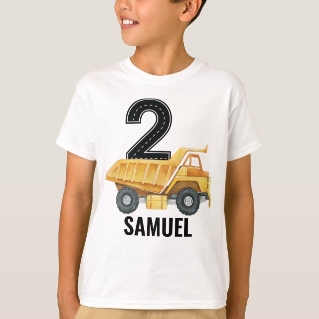 T-Shirt De Caminhão De Construção De segundos aniv (Frente)
