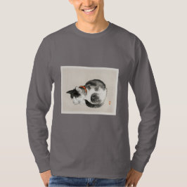 T-Shirt De Capa Longa De Gato Dormindo