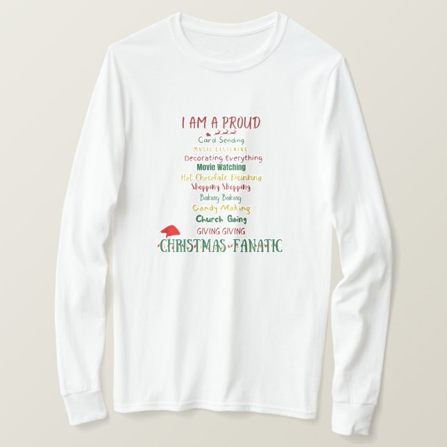 T-Shirt de Capa Longa de Natal (Frente do Design)