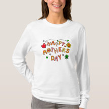 T-Shirt de Capa Longa e Feliz Dia de as mães