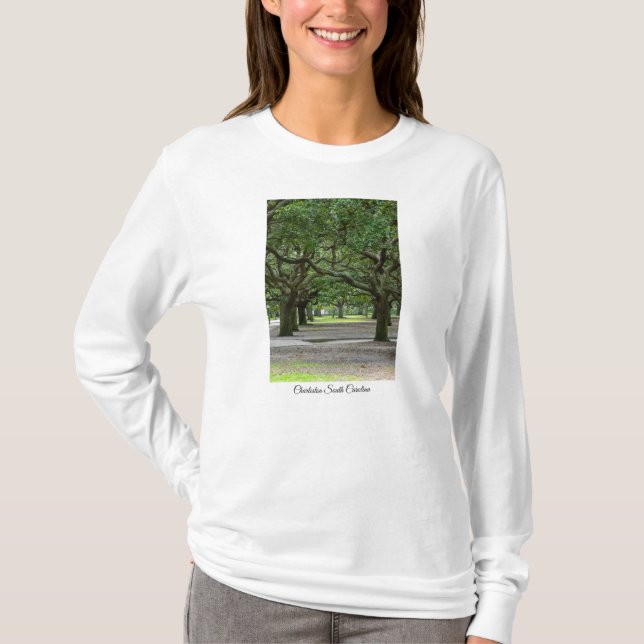 T-Shirt de Capa Longa e Painterly, Jardins de Pont (Frente)