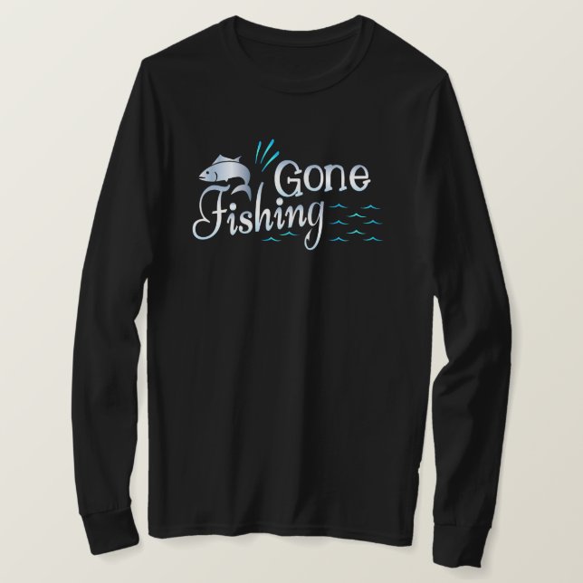 T-Shirt De Capa Longa Que Se Foi Pescar (Frente do Design)