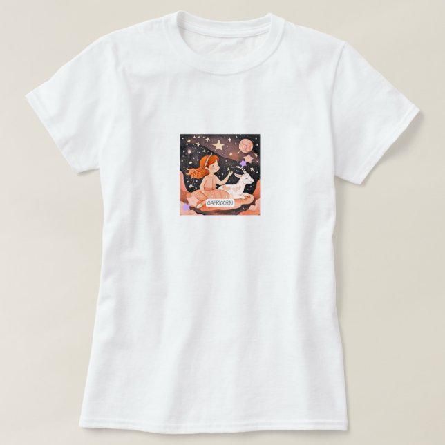 T-Shirt de Capricórnio Cósmico (Frente do Design)