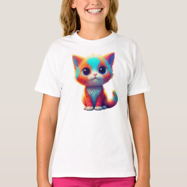 T-Shirt de Cartoon Colorido Arco-Íris (Frente)