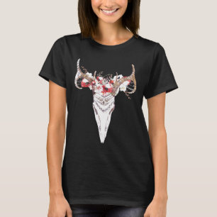 T-shirt de caveira de vaca floral