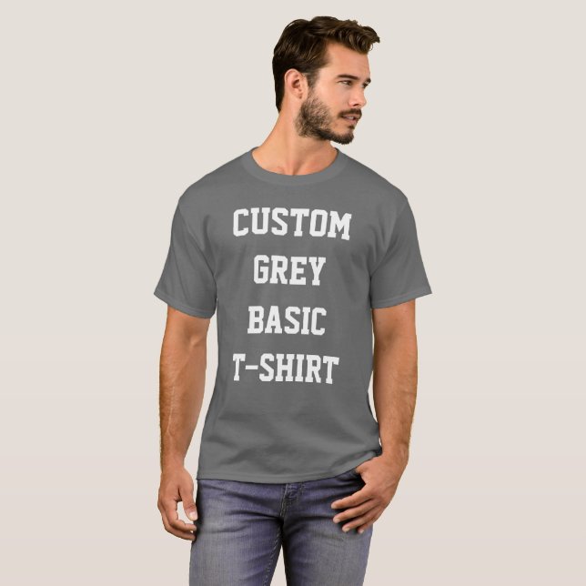 T-SHIRT DE CINZAS ESCURAS BÁSICAS personalizadas m (Frente Completa)