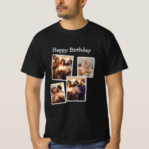 T-Shirt de Colagem de Foto de Aniversário Minimali