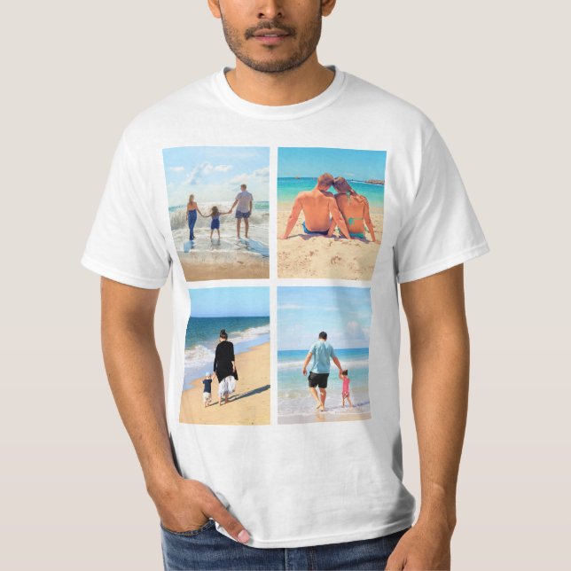 T-Shirt de Colagem Personalizada com as Suas Fotog (Frente)