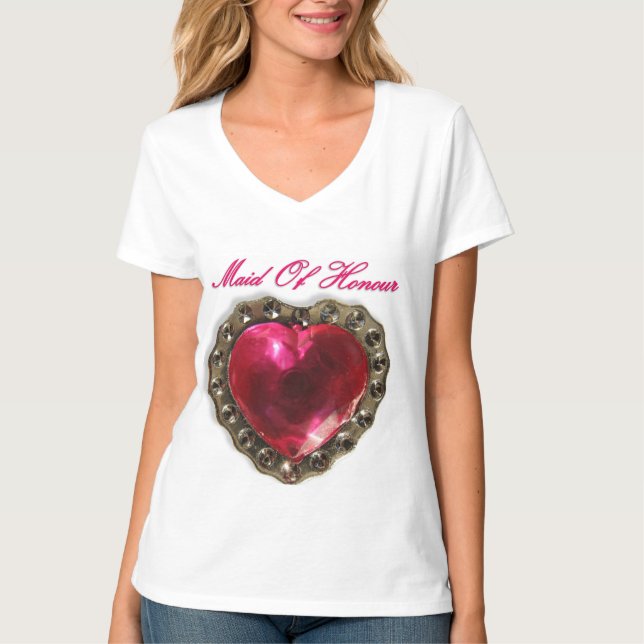 T-Shirt de Coração Rosa-madrinha de casamento (Frente)