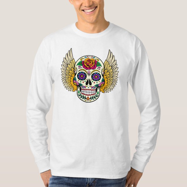 T-Shirt De Crânio De Candy Winged (Frente)
