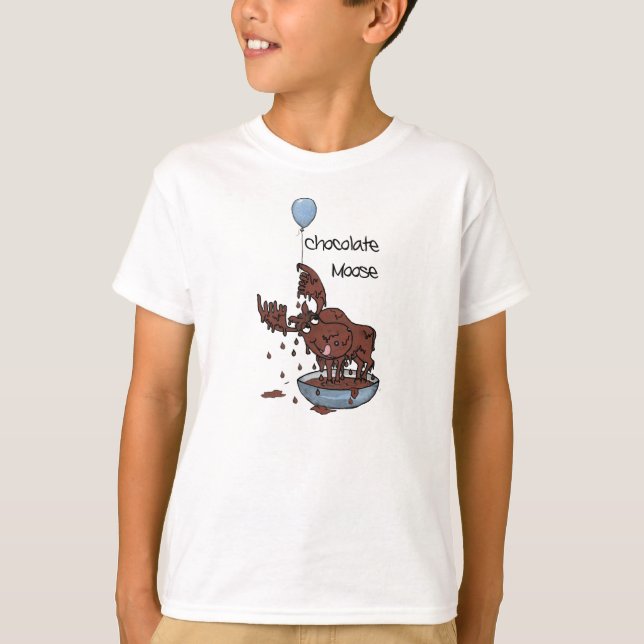 T-shirt de criança divertida, alce de chocolate (Frente)