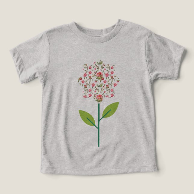 T-Shirt de Crianças com Flor Padrão - Wa Whimsical (Design frontal)