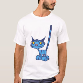 T-shirt de desenho de Gatinho azul-branca e Legal
