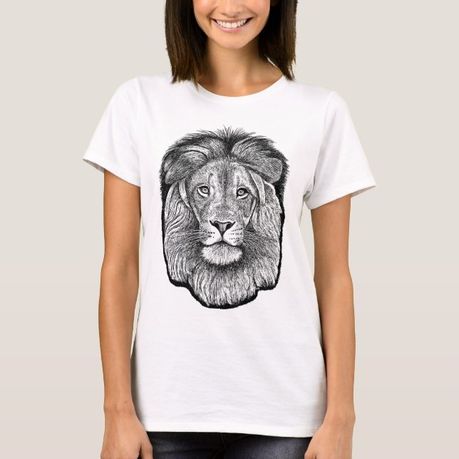 T-Shirt de Desenho de Leão (Frente)