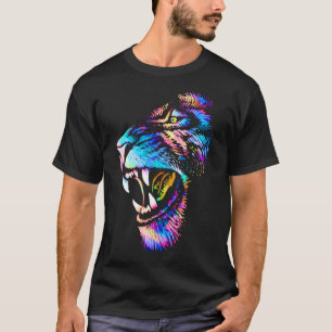 T-Shirt De Desenho De Rosto De Leão - T-Shirt Colo