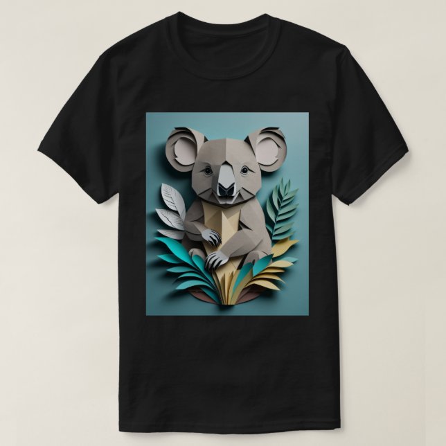 T-shirt de Design de arte em papel Koala 3D (Frente do Design)