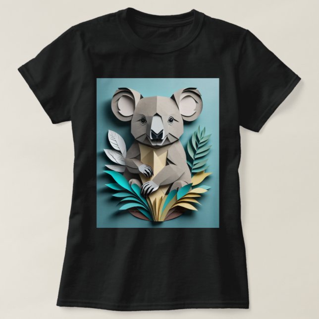 T-shirt de Design de arte em papel Koala 3D (Frente do Design)