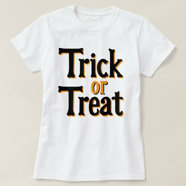 T-shirt de design de Halloween de Truque ou Tratar (Frente do Design)