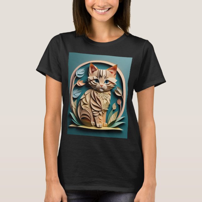 T-shirt de Design de Kitten de Art. 3D (Frente)